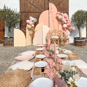 Babyshower decoratie huren Pink Roze Peach Perzik